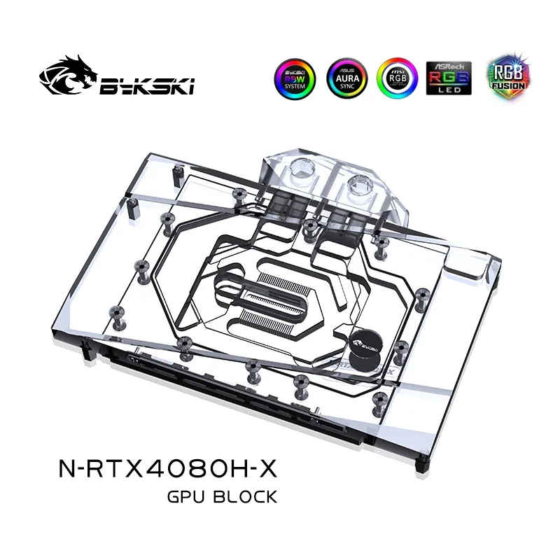 Bykski GPU bloque de agua para NVIDIA GeForce RTX 4080 edición de referencia tarjeta AIC/radiador de refrigeración de cobre RGB AURA/N-RTX4080H-X - imagen 4