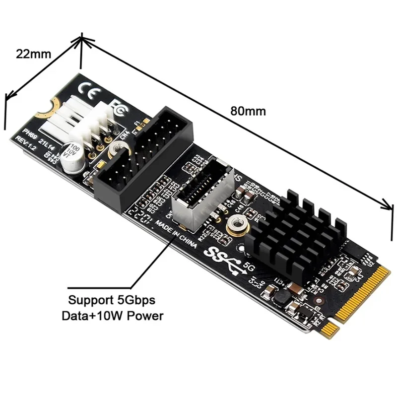 Toma de Panel frontal USB 3,1 tipo E de 5Gbps y adaptador USB 2,0 a NVME NGFF M-Key Express Card VL805 M.2 para placa base - imagen 5