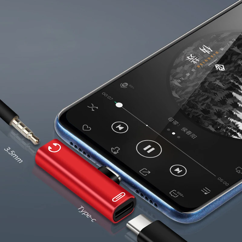 1 Uds conector de Cable USB C tipo C a adaptador de 3,5mm conector para auriculares convertidor de Audio divisor auxiliar para Samsung S10 S9 Huawei Mate20 - imagen 2