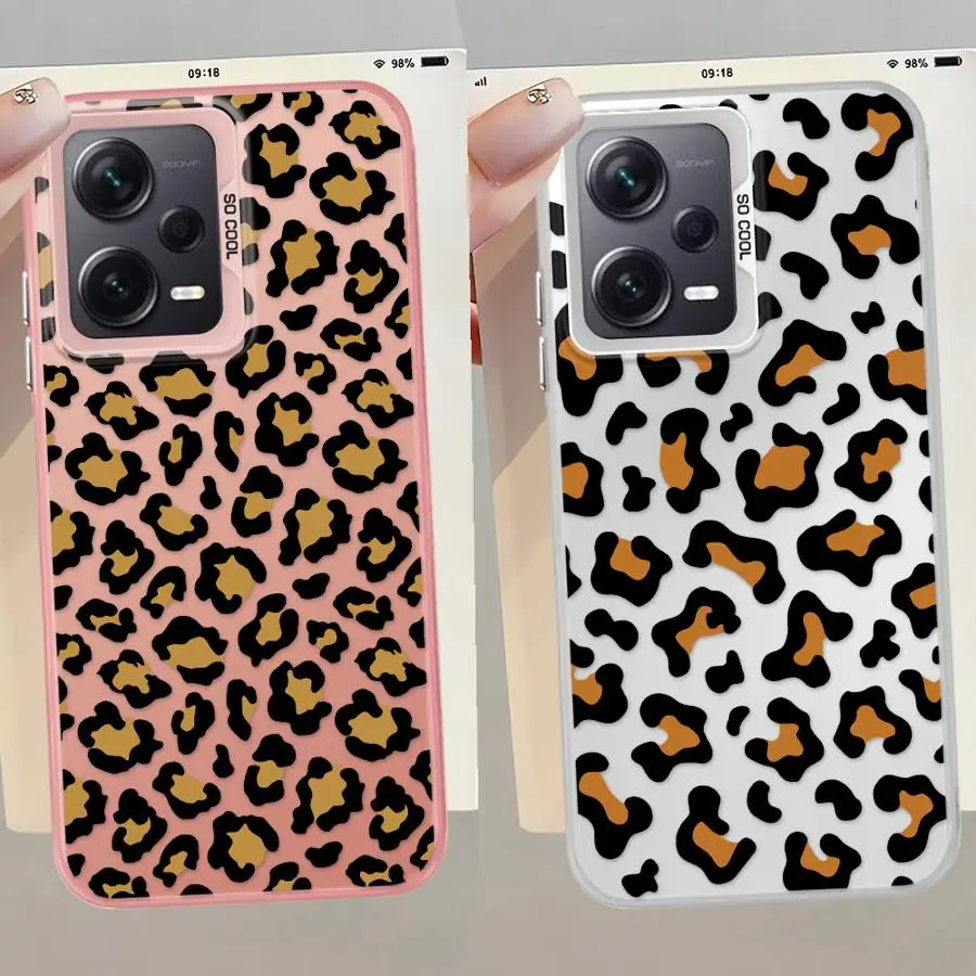 Funda de teléfono para Xiaomi Redmi Note 11s 10 11 Pro 10s 12 13 14 Pro Plus carcasa suave moda leopardo marrón