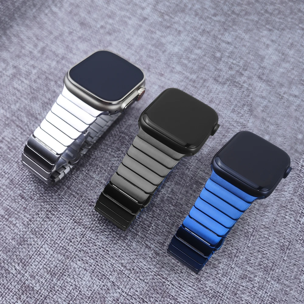 Para Apple Watch Band 7 8 45mm 41mm IWatch Ultra 49mm 6 SE 5 4 44mm 40mm correa de acero inoxidable 3 42mm accesorios de pulsera de eslabones - imagen 2