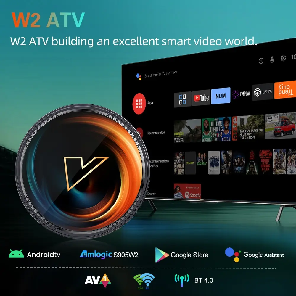 Caja de TV W2 ATV Android 11 Amlogic S905W2 Soporte 4K AV1 2,4 y 5G Wifi BT con Google Voice Remote 2G16G 4G32G 64G Smart TV Box - imagen 3