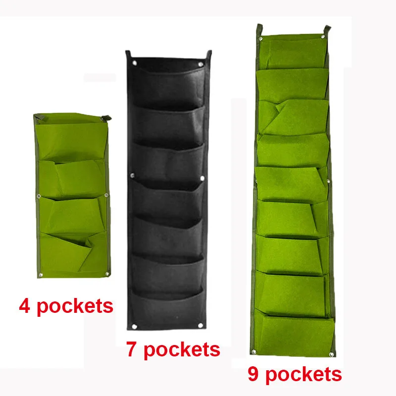 Bolsas para plantar para colgar en la pared, 4/7/9 bolsillos, bolsa de cultivo verde, macetero Vertical para jardín, bolsa para jardín, suministros para el hogar k5