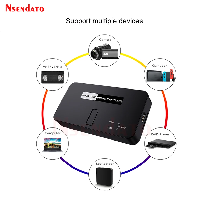 Ezcap284-Caja grabadora de juegos para Switch, XBOX, PS4, teléfono, grabación de vídeo, OBS, transmisión en vivo, 1080P, Ypbpr, AV, CVBS, captura de vídeo HDMI - imagen 5