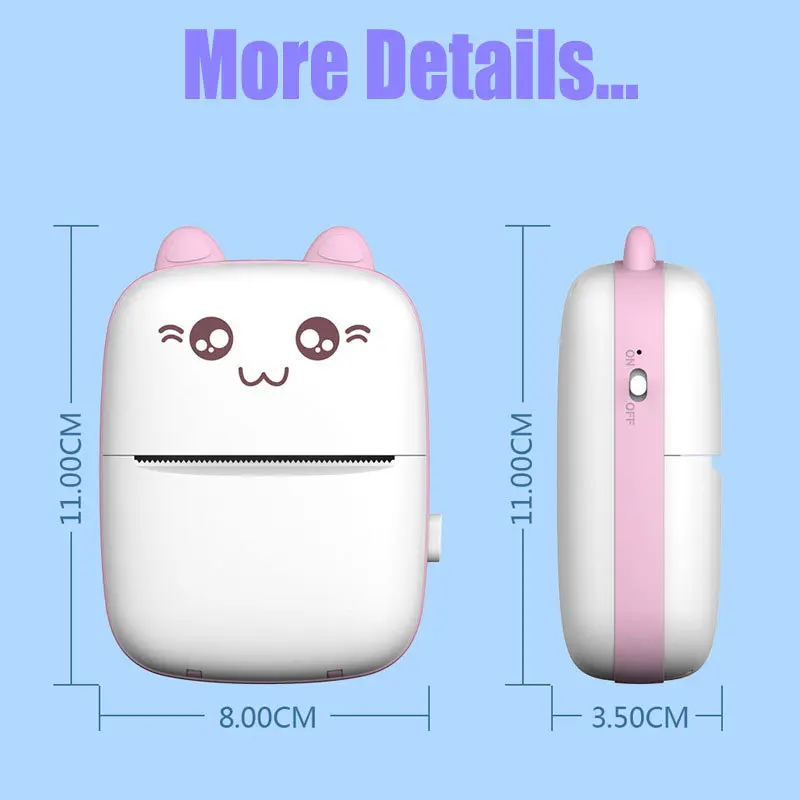 Mini impresora térmica portátil, máquina de impresión de bolsillo de 57mm, inalámbrica, BT, 200dpi, Android e IOS - imagen 4