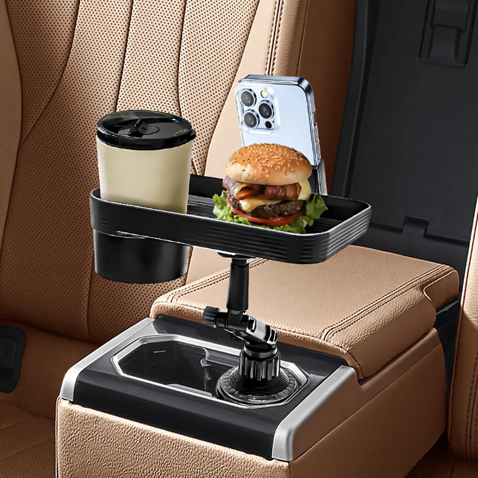 Soporte Universal para teléfono y taza de coche, bandeja giratoria de 360 grados, ranura para teléfono, soporte para bebidas y comida, accesorios para coche - imagen 3