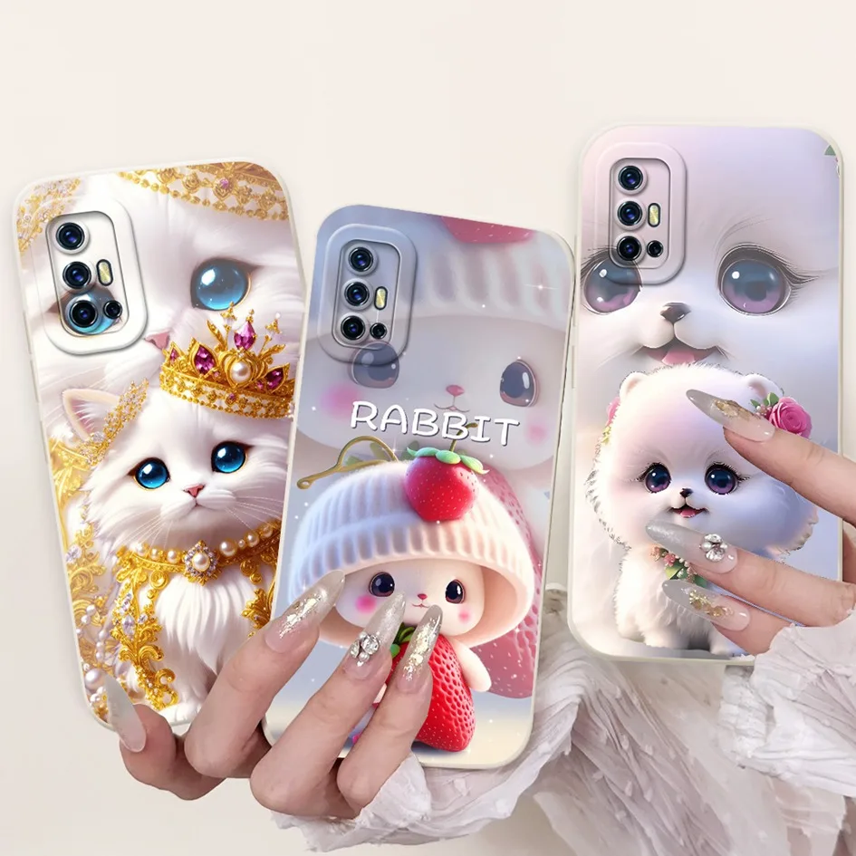 Funda para Vivo V17 V19 Neo funda bonita corona gato conejo dibujos animados suave silicona líquida contraportada para VivoV17 V 17 V19Neo funda de teléfono