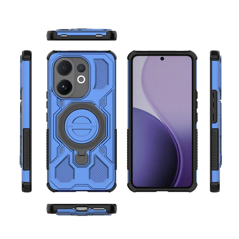 Para ViVo V60 Funda ViVo V60 T4 Pro Funda soporte magnético inalámbrico carga parachoques Fundas protectoras para teléfono en ViVo T4 Pro Funda - imagen 3