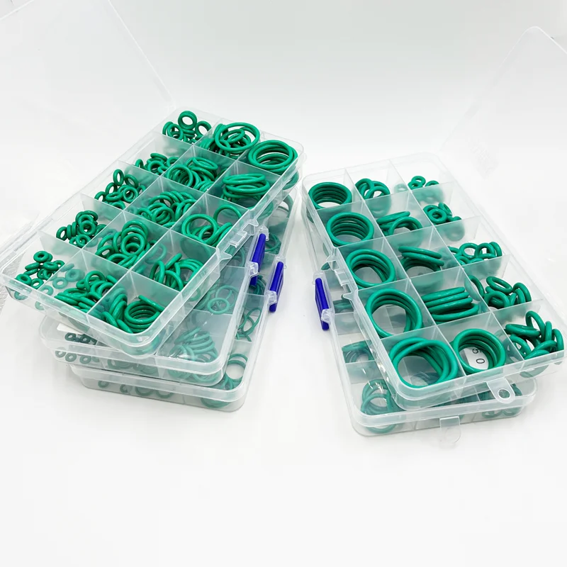 Anillo de sellado de junta tórica de oxígeno y flúor FKM, junta tórica verde CS 1mm ~ 3,1mm, Kit de sello de caucho fluorado de corrosión de alta temperatura resistente al aceite