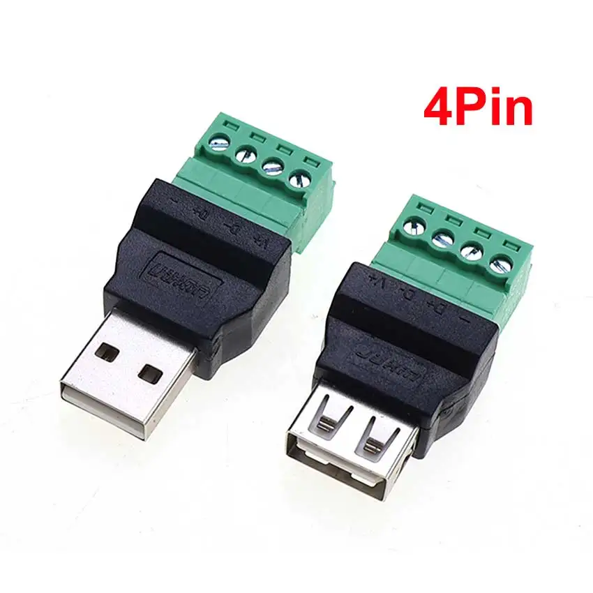 Conector USB 2,0 para evitar enchufes de soldadura, USB tipo A macho hembra a 4 pines, 5 pines, Terminal de tornillo, enchufe adaptador para ordenador y TV - imagen 3