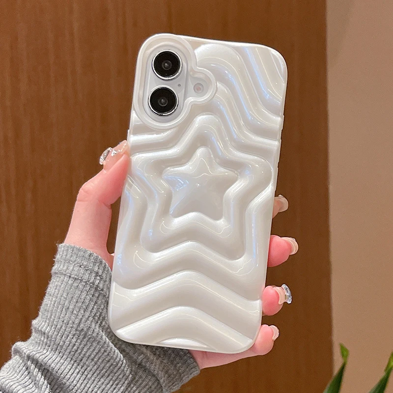 Funda protectora trasera de silicona suave con estampado de estrellas y perlas a la moda para iPhone 17 16 15 13 14 Pro Max - imagen 3