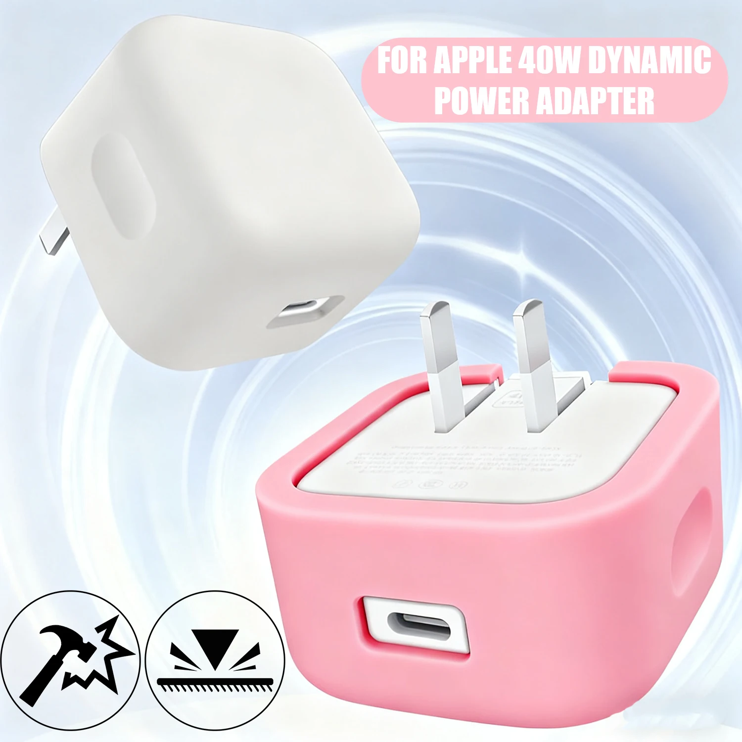 Funda protectora de silicona para cargador Apple, adaptador de corriente de 40W, envoltura completa, resistente a caídas y arañazos