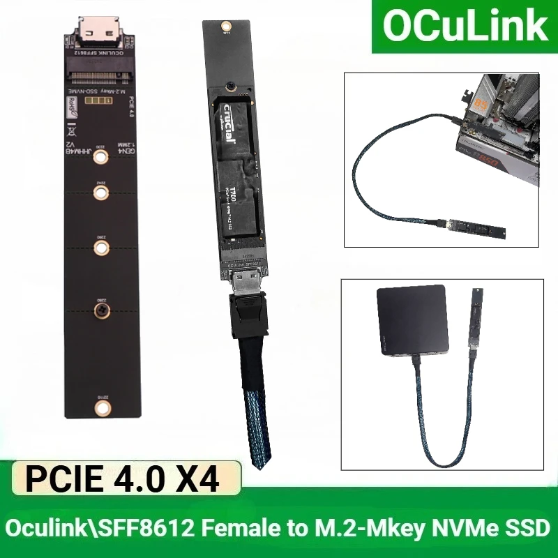 Cable de extensión externo M.2 a Oculink para PC de escritorio portátil M.2 M-key NVME a SFF-8612 SSD PCIe 4,0 X4 Gen4 adaptador de tarjeta elevadora