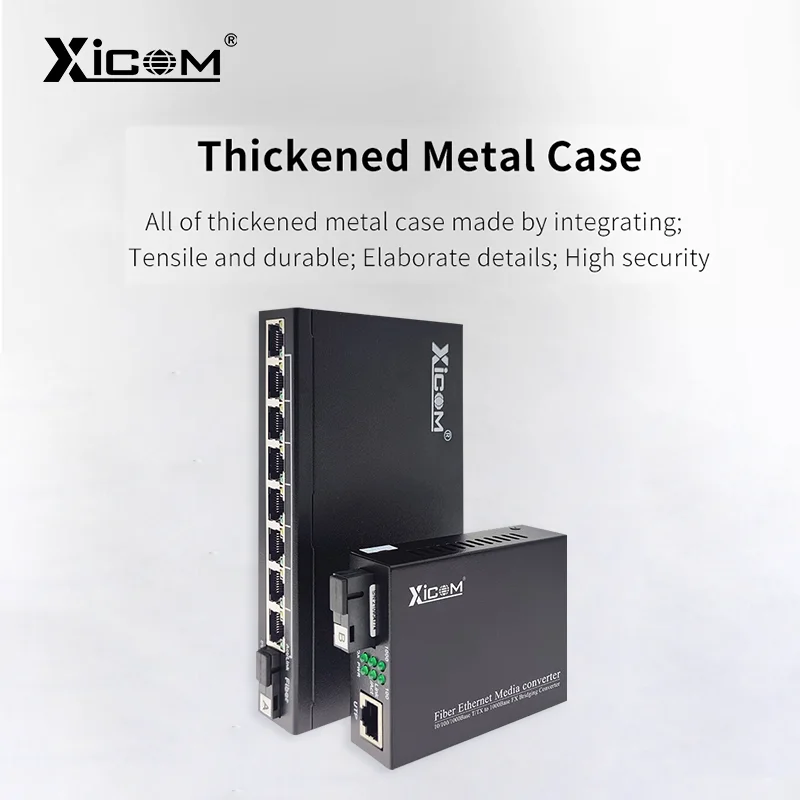 Xicom10/100M 25KM interruptor convertidor de medios ópticos fibra Simplex SC interruptor Ethernet de fibra transceptor Compatible Cisco/Mikrotik - imagen 3