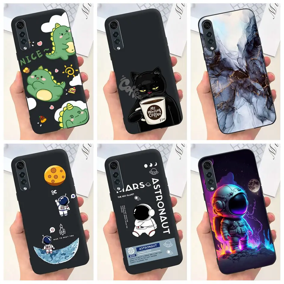 Funda de terciopelo para LG LMG910EMW, cubierta de silicona negra LM-G910EMW, Linda Funda suave mate de astronauta para LG Velvet 5G UW LGVelvet Bumper