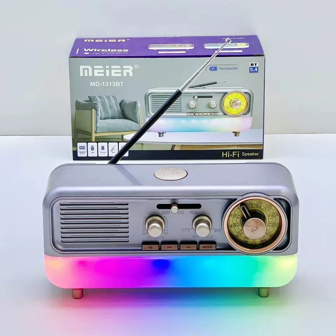 Altavoces Bluetooth portátiles inalámbricos, Mini caja de sonido clásica, Radio multibanda para el hogar con luz LED nocturna, adornos de regalo creativos - imagen 5