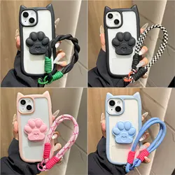 Funda de teléfono con Oreja de Gato bonita de lujo para iPhone 14 Funda iPhone 11 13 15 16 Pro Max 12 13promax 14promax Funda con cordón suave a prueba de golpes