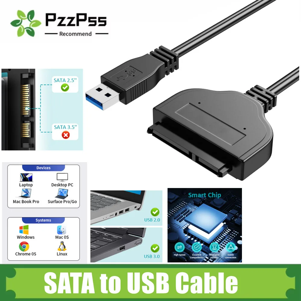 Cable SATA a USB Adaptador de disco duro SATA III USB 3.0 a 2,5” Convertidor externo para transferencia de datos SSD y HDD de 2,5 pulgadas 5Gps - imagen 5