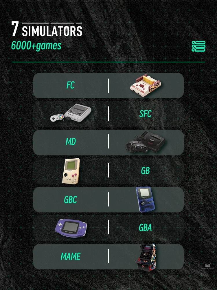 Consola de juegos portátil DATA FROG SF2000, consolas de juegos Retro IPS de 3 pulgadas, 6000 juegos integrados, videojuegos Retro para niños - imagen 5