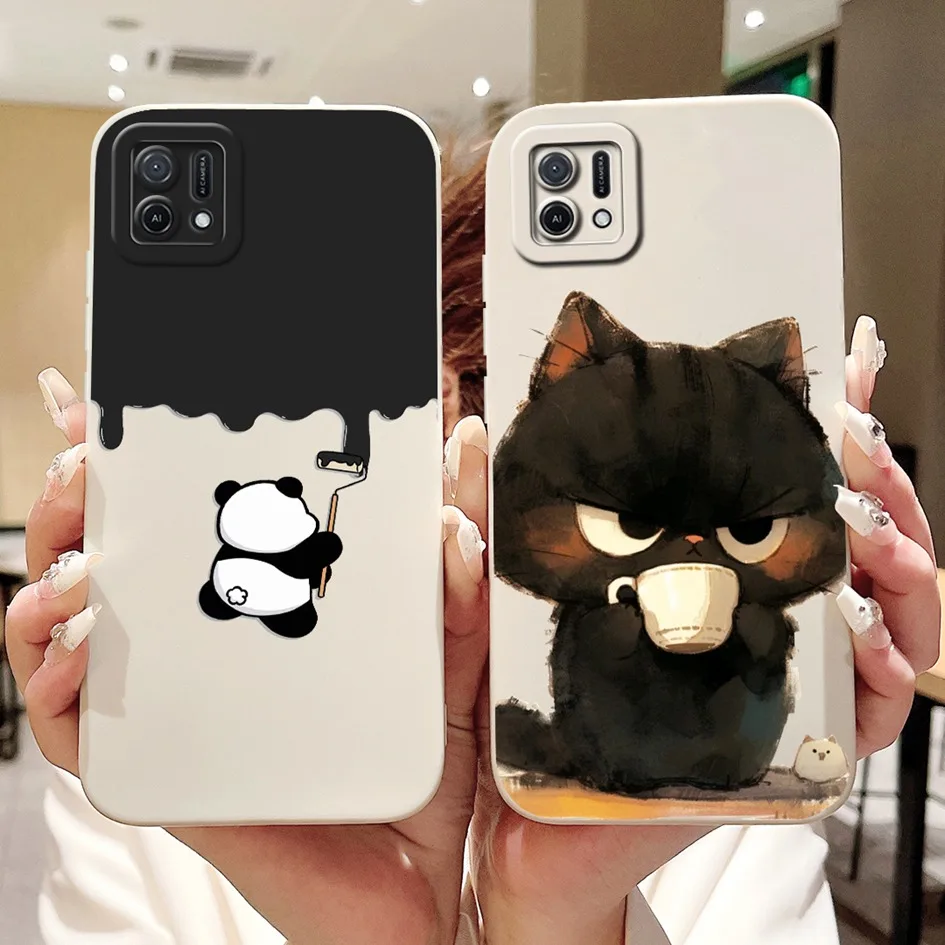 Para Oppo A16k Funda CPH2349 pato de dibujos animados gato encantador Funda de silicona suave a prueba de golpes Funda de teléfono para OPPOA16K OPPOA16e A 16K parachoques - imagen 2