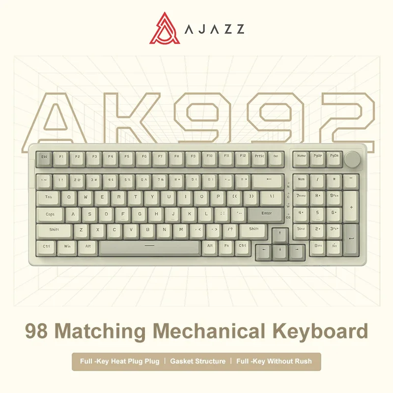 Ajazz-Teclado mecánico AK992 con cable, teclado Multimedia de 98 teclas, diseño completo, intercambio en caliente, USB, para juegos, para PC de escritorio y portátil - imagen 2