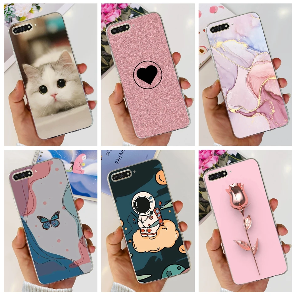 Para Huawei Y6 Prime 2018 Funda de lujo con dibujos de mármol Funda protectora de silicona suave para Huawei Y6 2018 ATU-L22 Y6Prime Capa