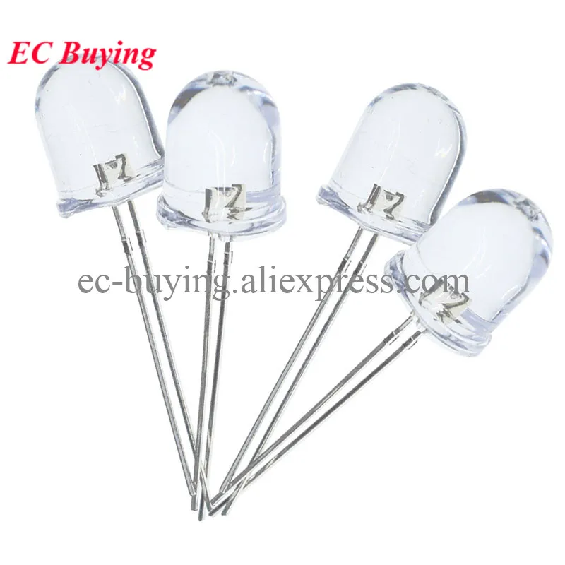 Lámpara LED de diodo emisor de luz redonda ultrabrillante, F10, 10mm, 5 colores, rojo, azul, amarillo, verde, blanco transparente, 20mA, 0,75 W, 10 unidades - imagen 4