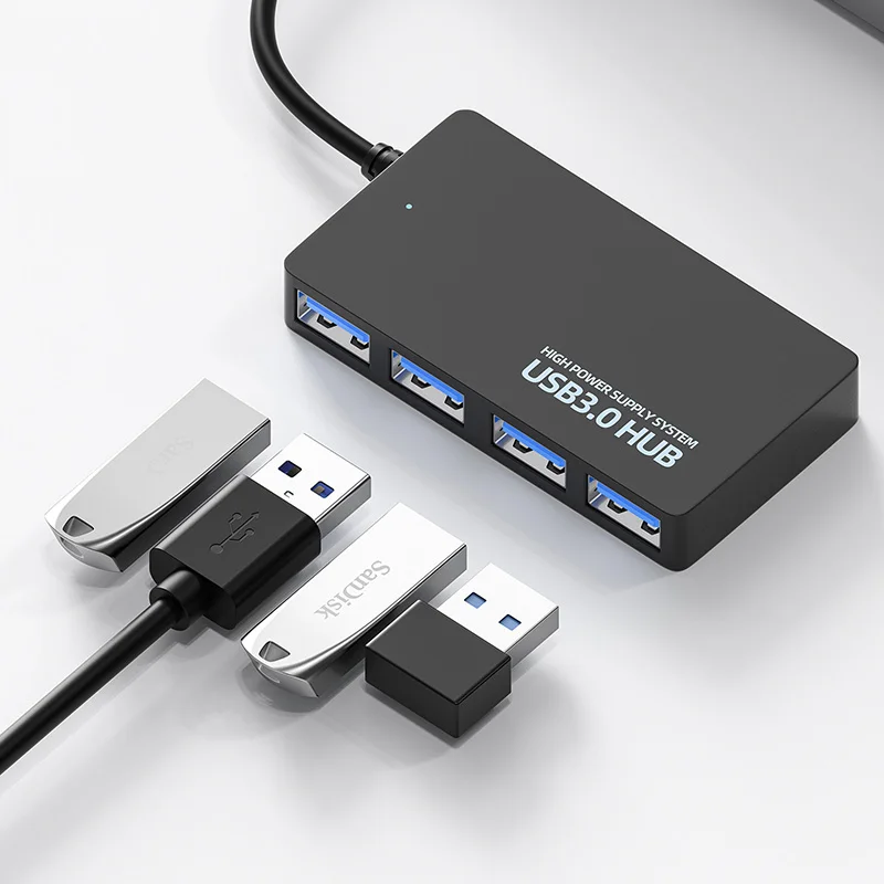 HUB USB 3,0 2,0 de 4 puertos, convertidor extensor USB tipo C fino, concentrador de transferencia de datos para PC, adaptador para ordenador portátil, expansor de base de carga múltiple - imagen 3