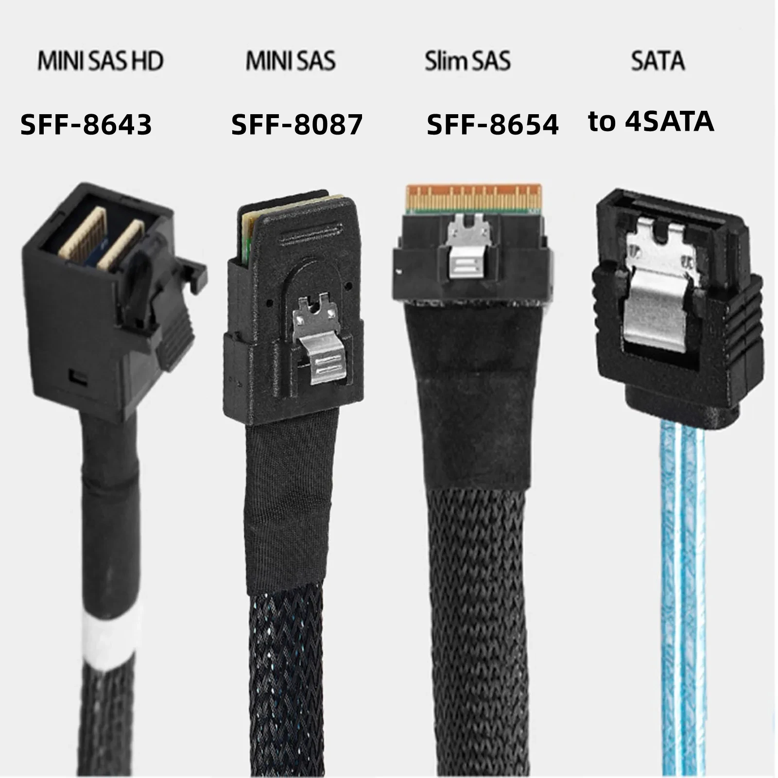 Interno Mini SAS SFF-8087 SFF-8643 SFF-8654 a 4 SATA 3,0 7 pines objetivo disco duro Fanout Raid Cable servidor accesorios de computadora