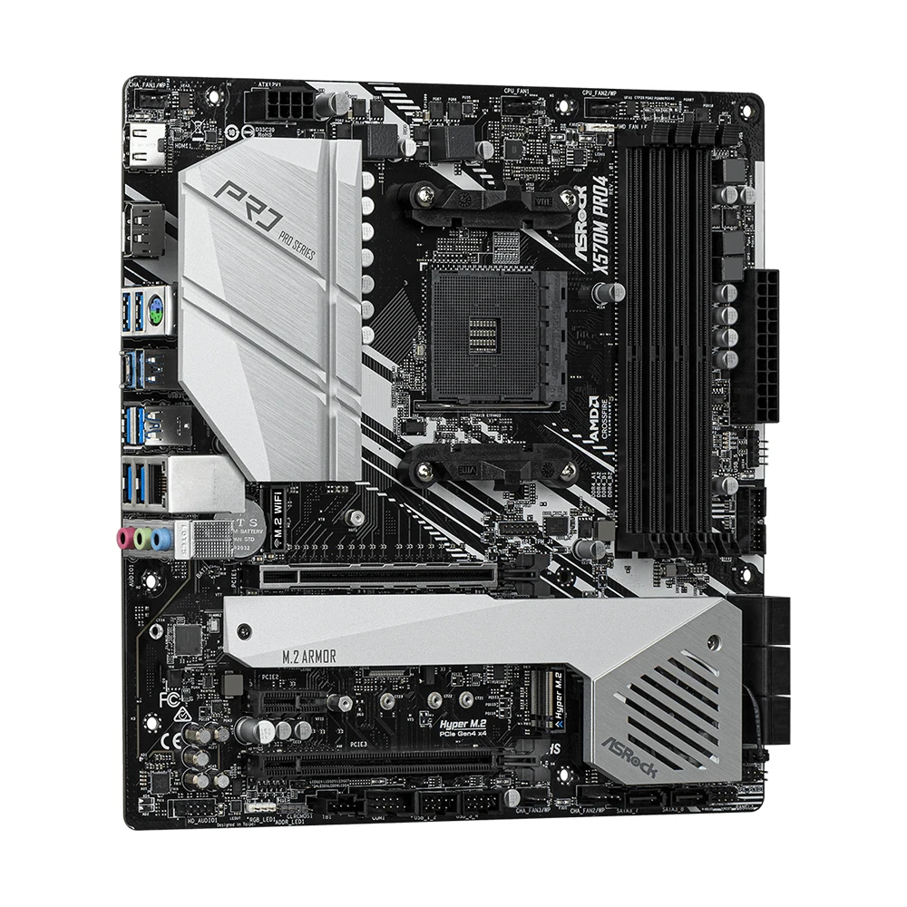 Juego de placa base ASRock X570 con CPU Ryzen 5 5500 X570M Pro4 placa base 4xDDR4 M.2 NVME HDMI RGB USB MATX AM4 - imagen 2