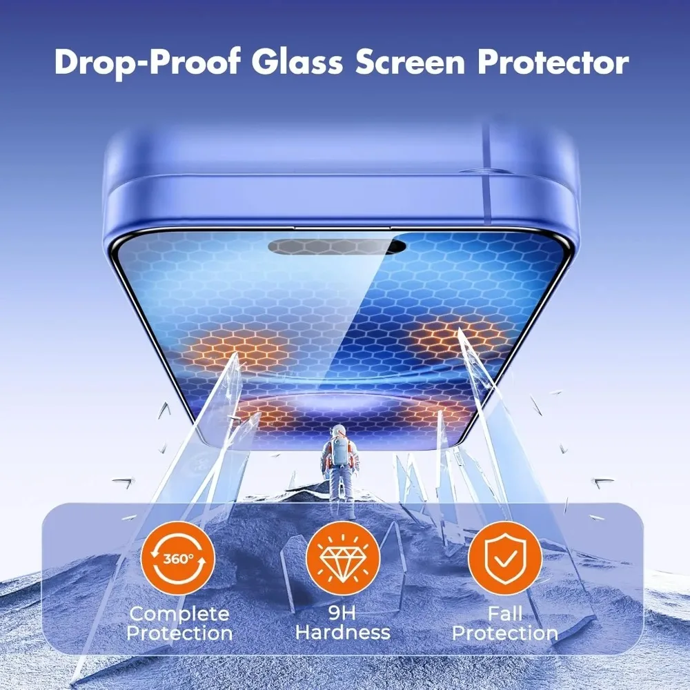 Protector de pantalla completa Ultra HD de 3 piezas para iPhone 17 16 15 14 Pro Max 15 14 Plus 13 12 11 Pro 16e 17 Air con película de lente de cámara de 3 piezas - imagen 3