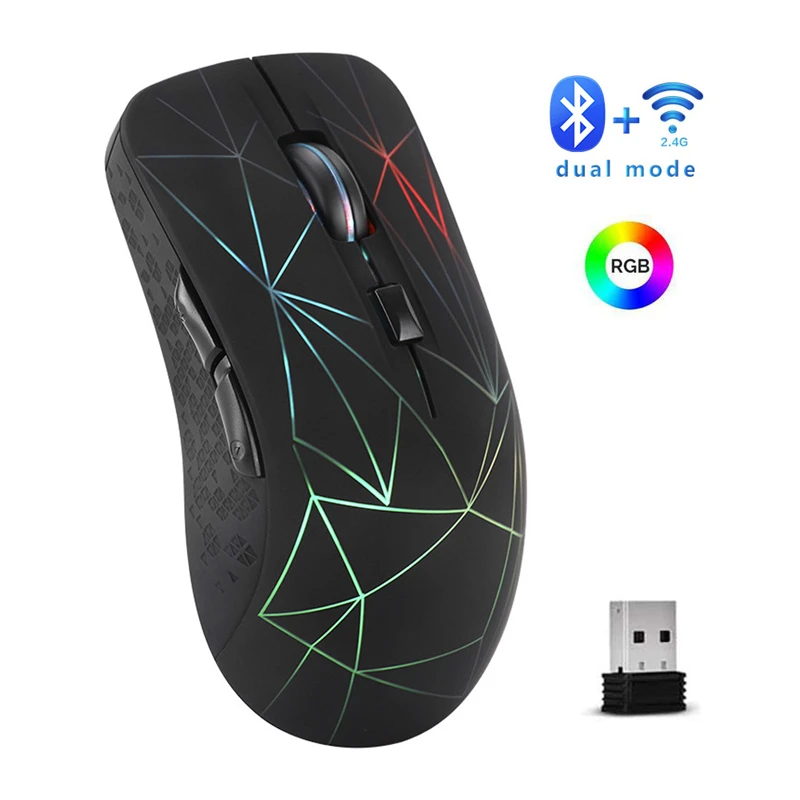 Ratón inalámbrico de modo Dual, silencioso, con carga de luz de siete colores, Bluetooth, Universal para juegos y oficina, nuevo 2025 - imagen 2