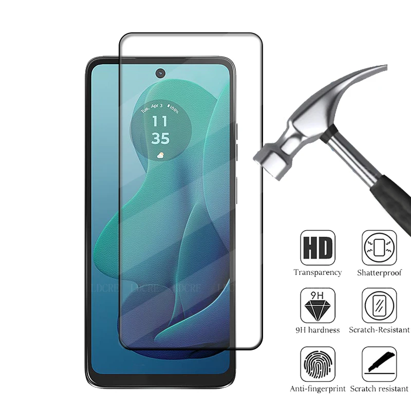 Protector de pantalla 6 en 1 para Moto G 2024, cristal templado 9H, pegamento de cubierta completa, para Motorola Moto G 2024 - imagen 3