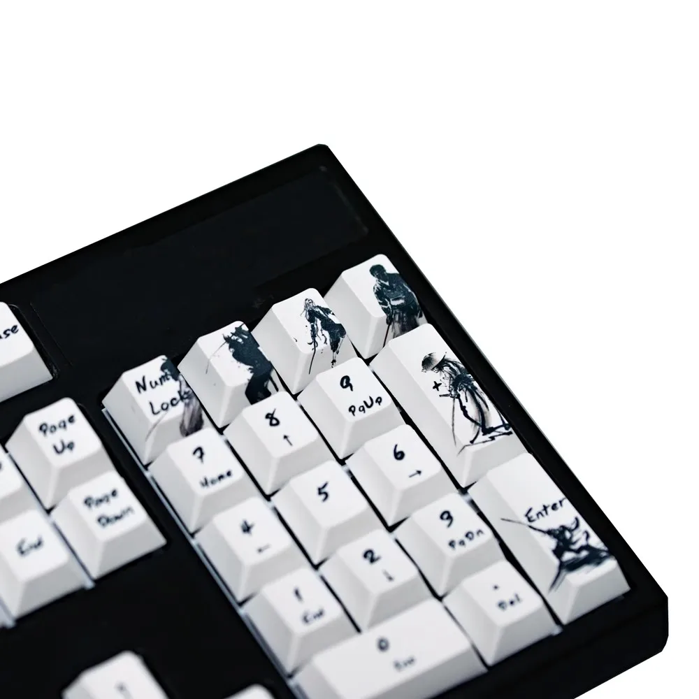 1 Juego de teclas con tema de espadachín PBT, 5 lados, teclas subcama de tinte, teclas de lavado de tinta china para teclado MX Switch, perfil de cereza - imagen 4