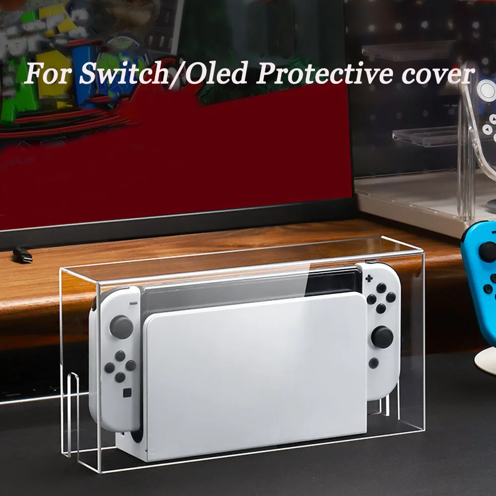 Cubierta antipolvo acrílica de almacenamiento transparente para interruptor NS OLED, cubierta para consola de juegos, caja de exhibición
