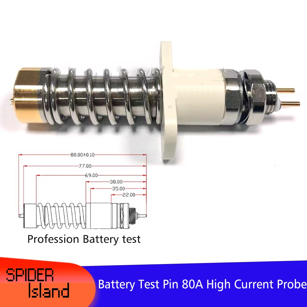 Soporte de prueba de batería 18650 de 4 vías, dedal de sonda, Pin de batería, Pin de resorte, prueba de batería, Pin de carga, prueba de polímero, 80A