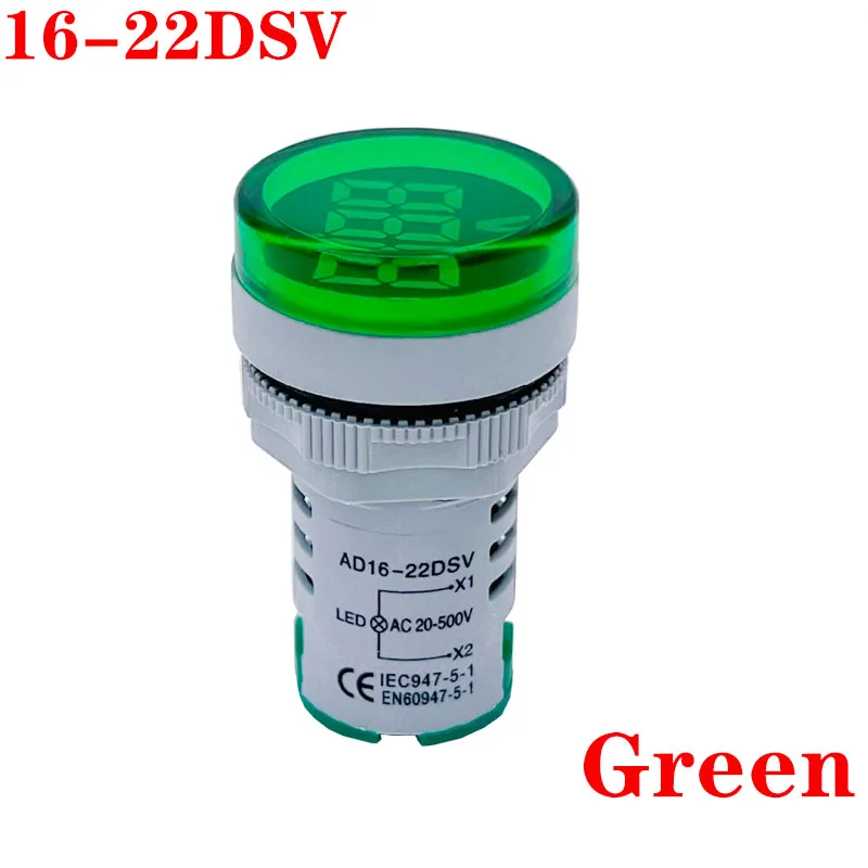 Mini voltímetro Digital redondo de 22mm, medidor de voltaje de CA 12-500V, Monitor de potencia, indicador LED, pantalla de luz de lámpara piloto, bricolaje - imagen 5