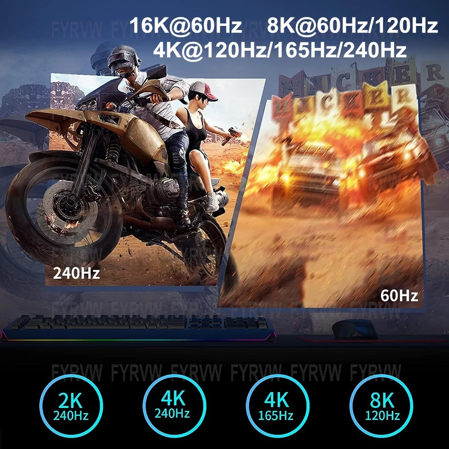 Cable DisplayPort de 16K, Cable DP2.1 DP1.4 240Hz 8K 4K 144Hz 165Hz, Cable de puerto de pantalla para vídeo, PC, portátil, TV, Cable de puerto de pantalla 8K - imagen 5