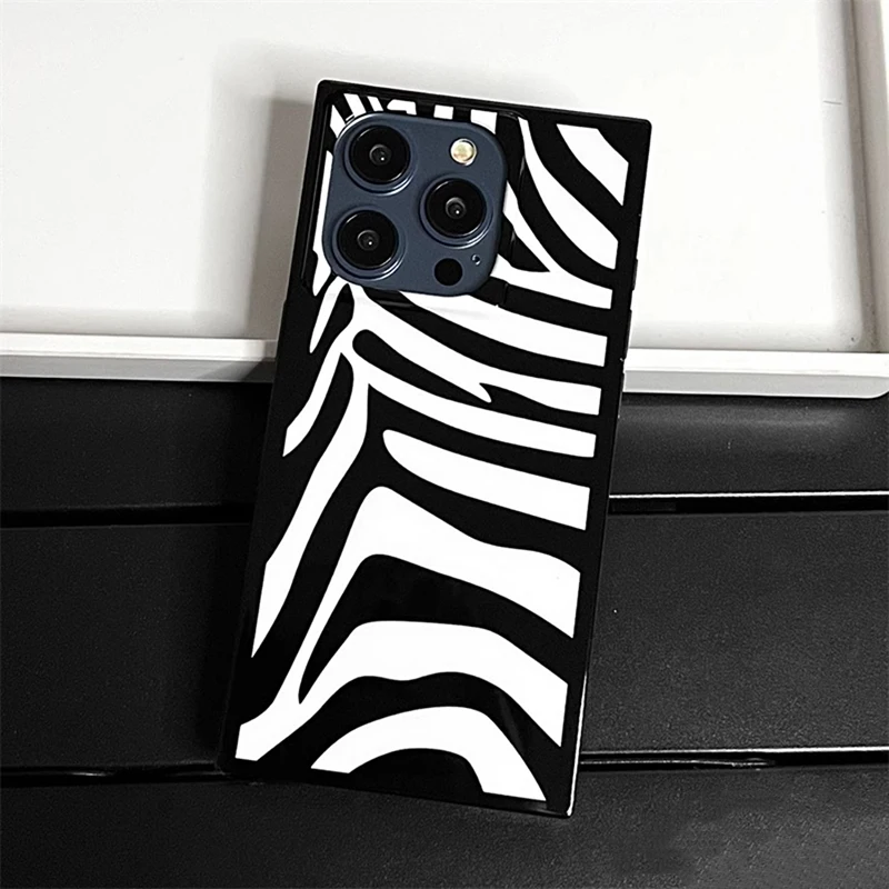 Funda trasera brillante con patrón de rayas de vaca a la moda para iPhone 13 14 15 16 17 Pro Max - imagen 5