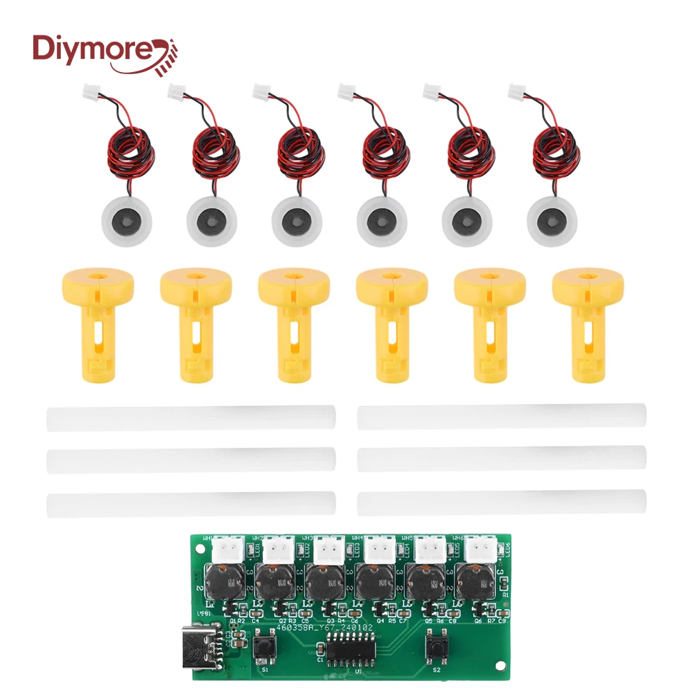 Módulo humidificador de pulverización DC5V 6, tablero de Control de atomización, atomizador ultrasónico DIY, interfaz tipo C, módulos de temperatura y humedad