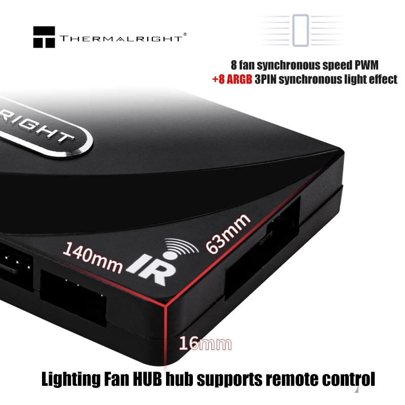 Thermalright 1 a 8 4 pines PWM + 3 pines + 5V ARGB ventilador Hub IR control remoto divisor SATA Power PC adaptador de extensión de refrigeración - imagen 2