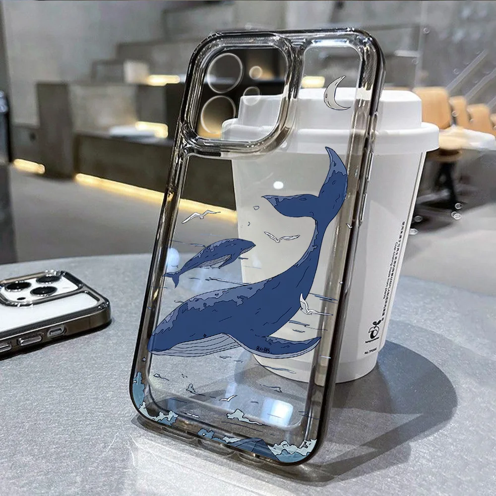 Funda de teléfono ballena para iPhone 16 Pro, funda para iPhone 14 13 11 12 15 Pro Max 7 8 Plus XR XS X SE 2020, funda transparente suave con animales del océano - imagen 2