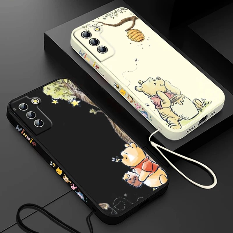 Funda de teléfono de Disney Winnie The Pooh para Samsung Galaxy S24, S23, S22, S21, S20 Pro, FE Plus, Ultra líquida, cubierta de cuerda izquierda - imagen 2