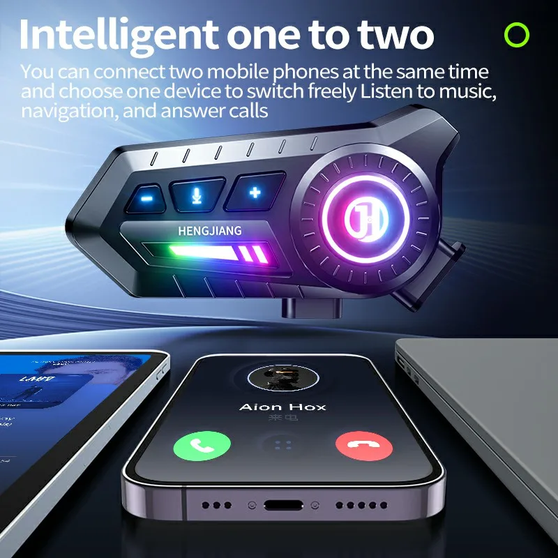 X3 motocicleta Bluetooth 6,0 casco auriculares luces tricolores auriculares IPX6 soporte impermeable conexión 2 teléfonos mismo tiempo - imagen 4