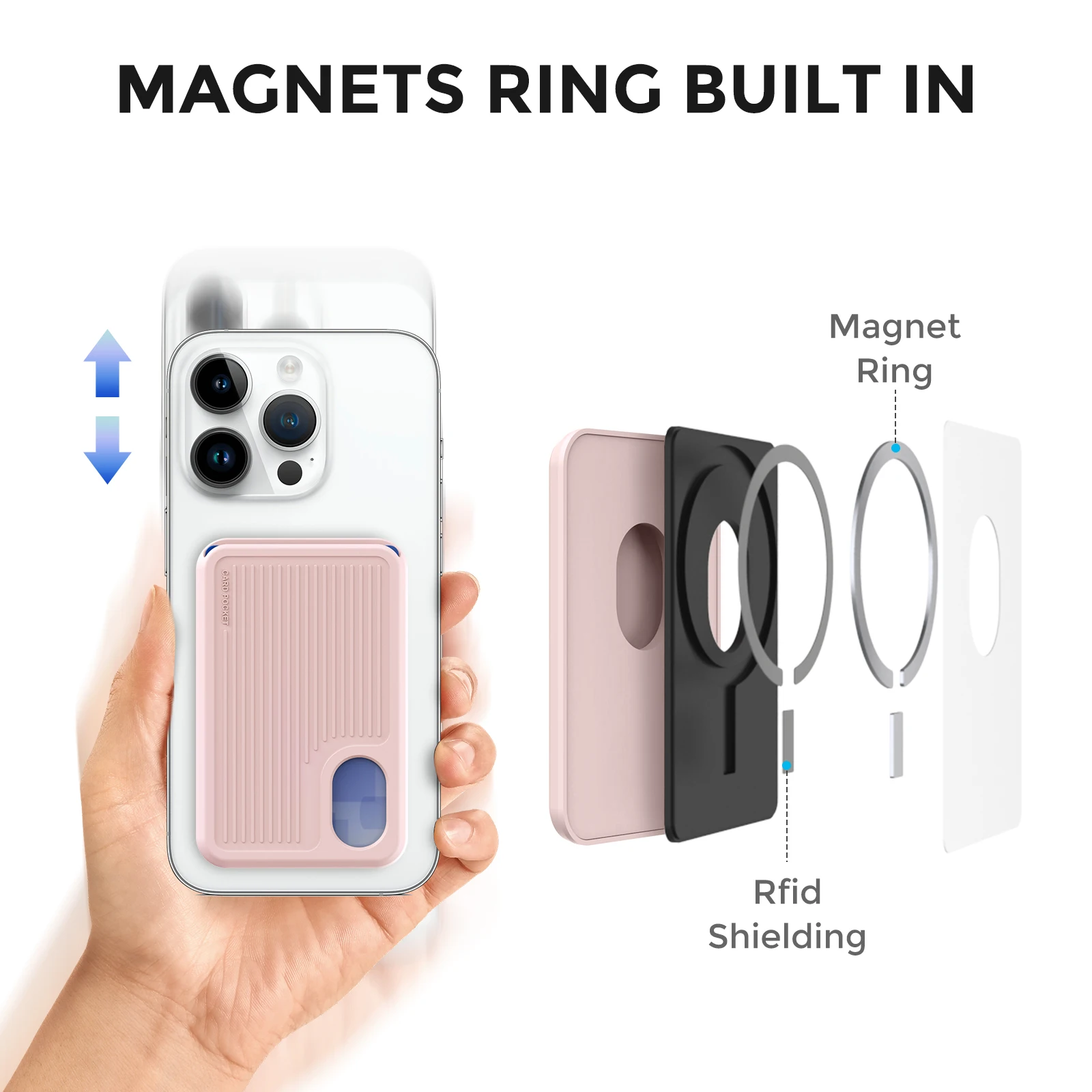 Funda de bolsillo portátil con cubierta de grano Vertical, tarjetero magnético para teléfono, billetera de silicona con paquete de tarjetas Ultra magnéticas Magsafe - imagen 2