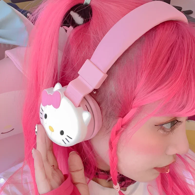 Hello Kitty lindo auriculares Bluetooth auriculares inalámbricos Anime dibujos animados auriculares estéreo con micrófono moda Hottie Y2k regalos - imagen 2