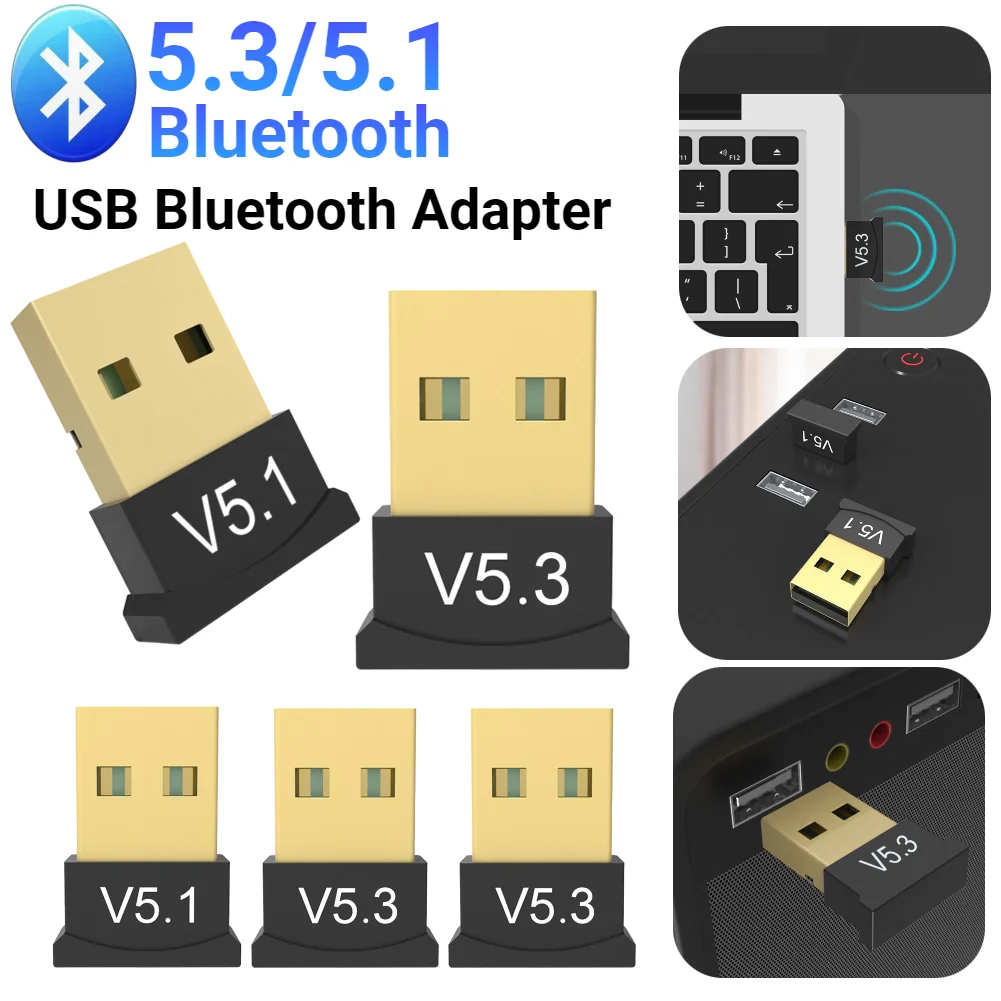 Adaptador USB Compatible con Bluetooth 5,3, compatible con Windows 11/10/8,1, transmisor de Audio BT, adaptador inalámbrico para PC de escritorio y portátil