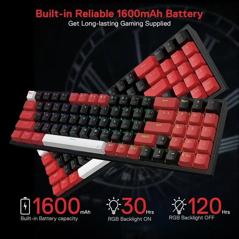 Redragon K628 PRO 75% 3 modos Bluetooth 2,4 Ghz inalámbrico RGB USB LED teclado para juegos 78 teclas intercambiables en caliente compacto mecánico - imagen 5