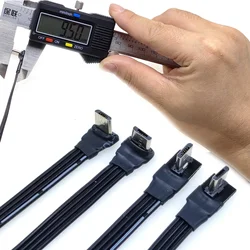 Cable Micro USB Doble Macho Ultra Plano Flexible Ángulo Recto