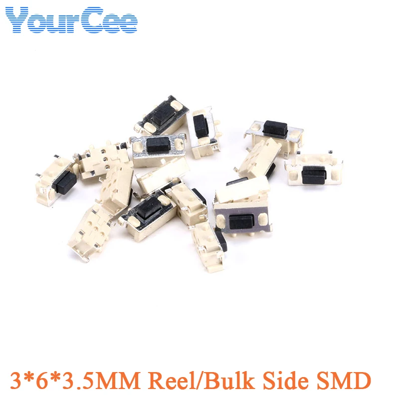50 uds/5 uds 3X6X3,5 MM Micro táctil interruptor de botón lateral SMD SMT Interruptor táctil para luz 3*6*3,5 MM Micro interruptor carrete/a granel